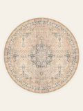 Porcelain Bloom washable rug, round shape, top view