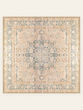 Tapis lavable Porcelain Bloom, forme carrée, vu de dessus