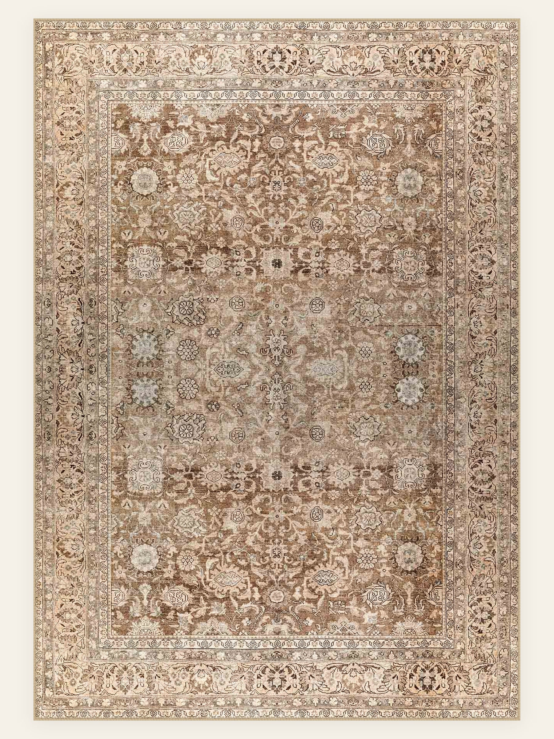 Walnut Garden washable rug, rectangle shape, top view