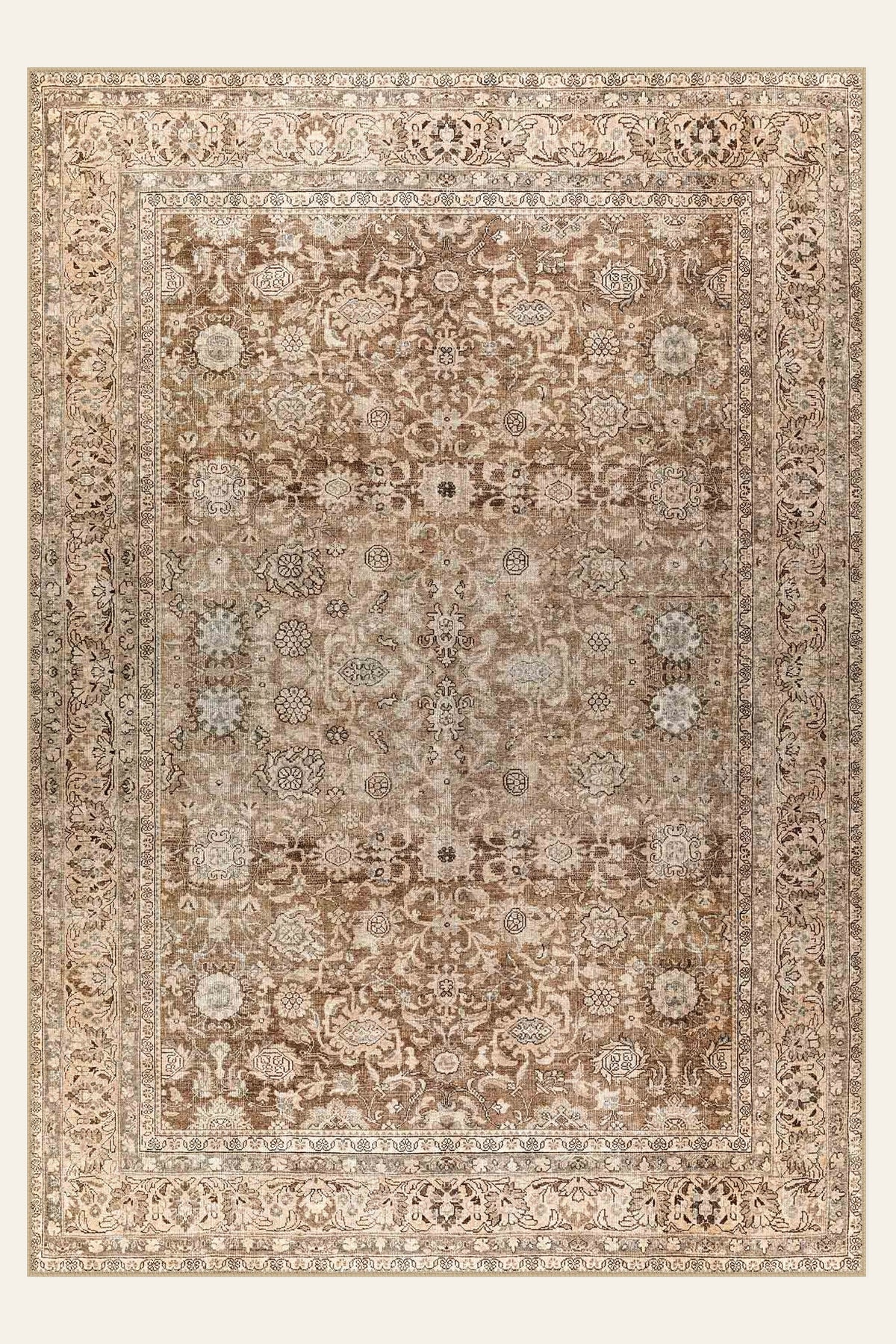 Walnut Garden washable rug, rectangle shape, top view