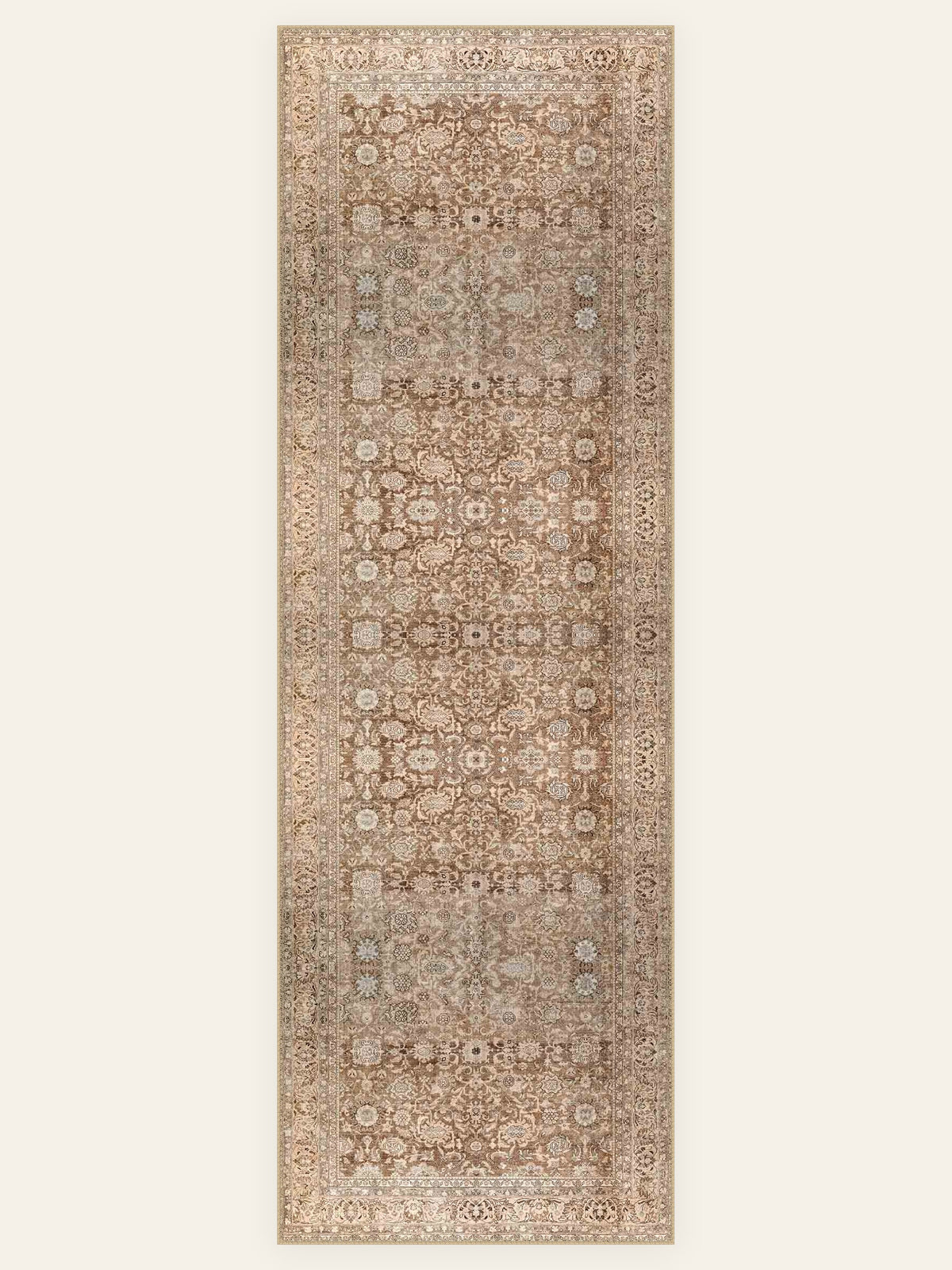 Walnut Garden washable rug, runner shape, top view
