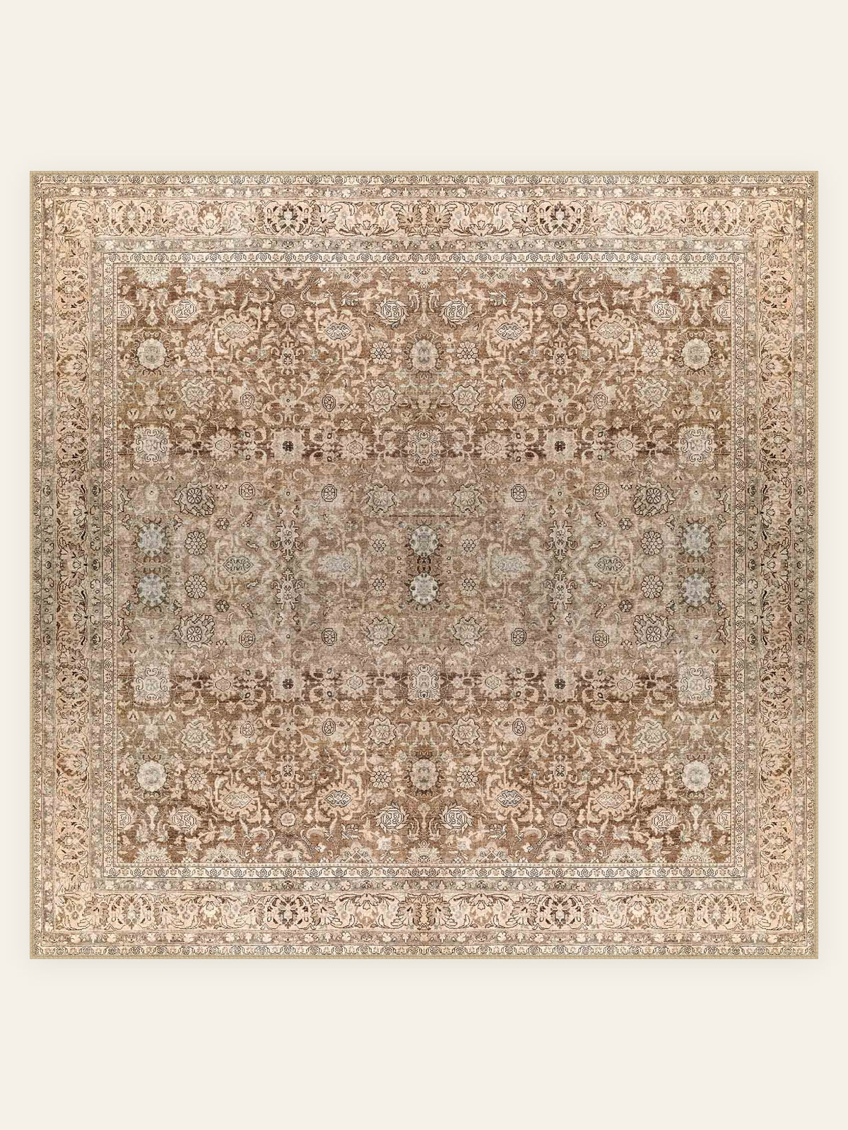 Tapis lavable Walnut Garden, forme carrée, vu de dessus