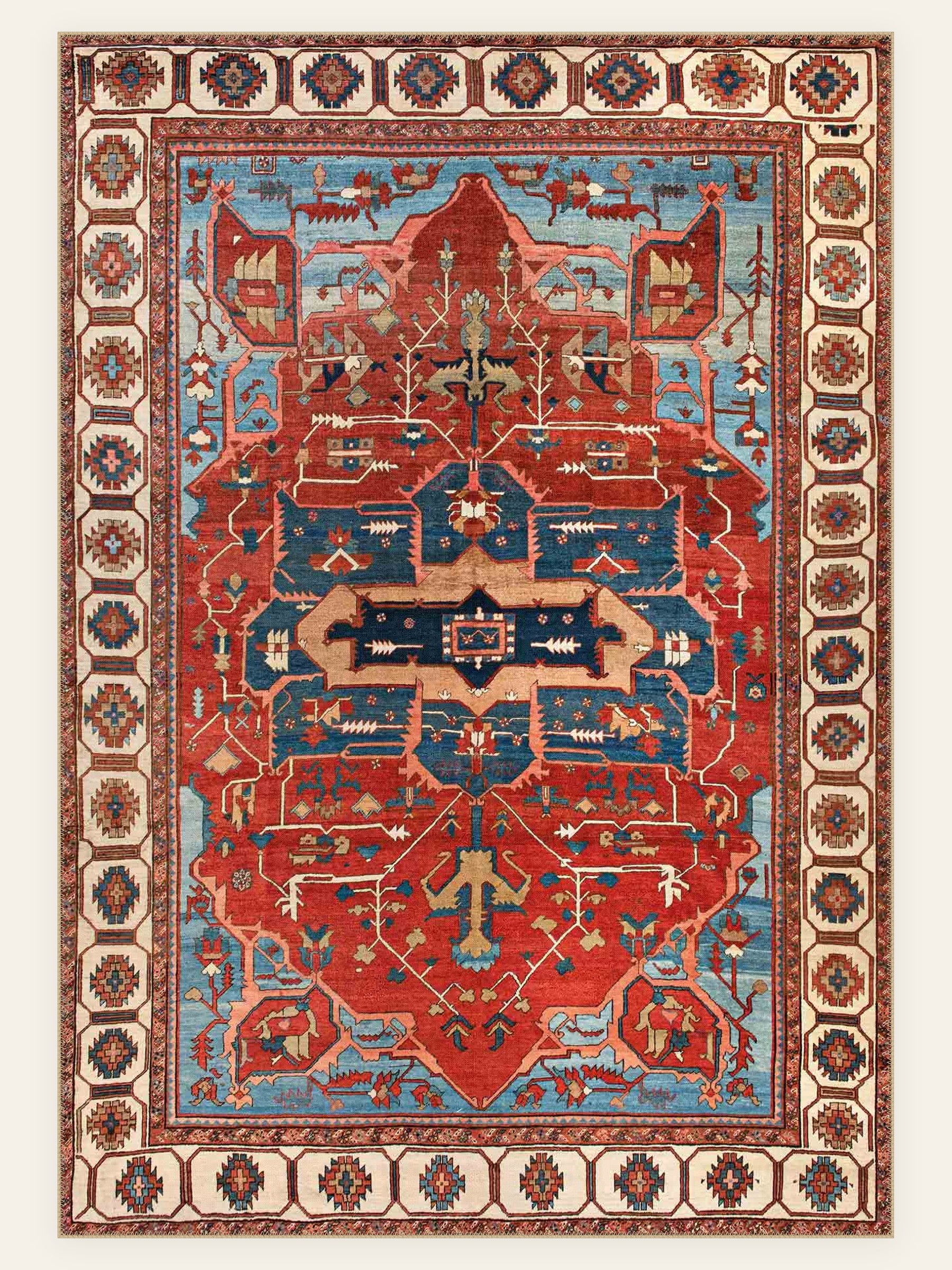 Serapi Flame washable rug, rectangle shape, top view
