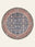 Navy Rosette washable rug, round shape, top view