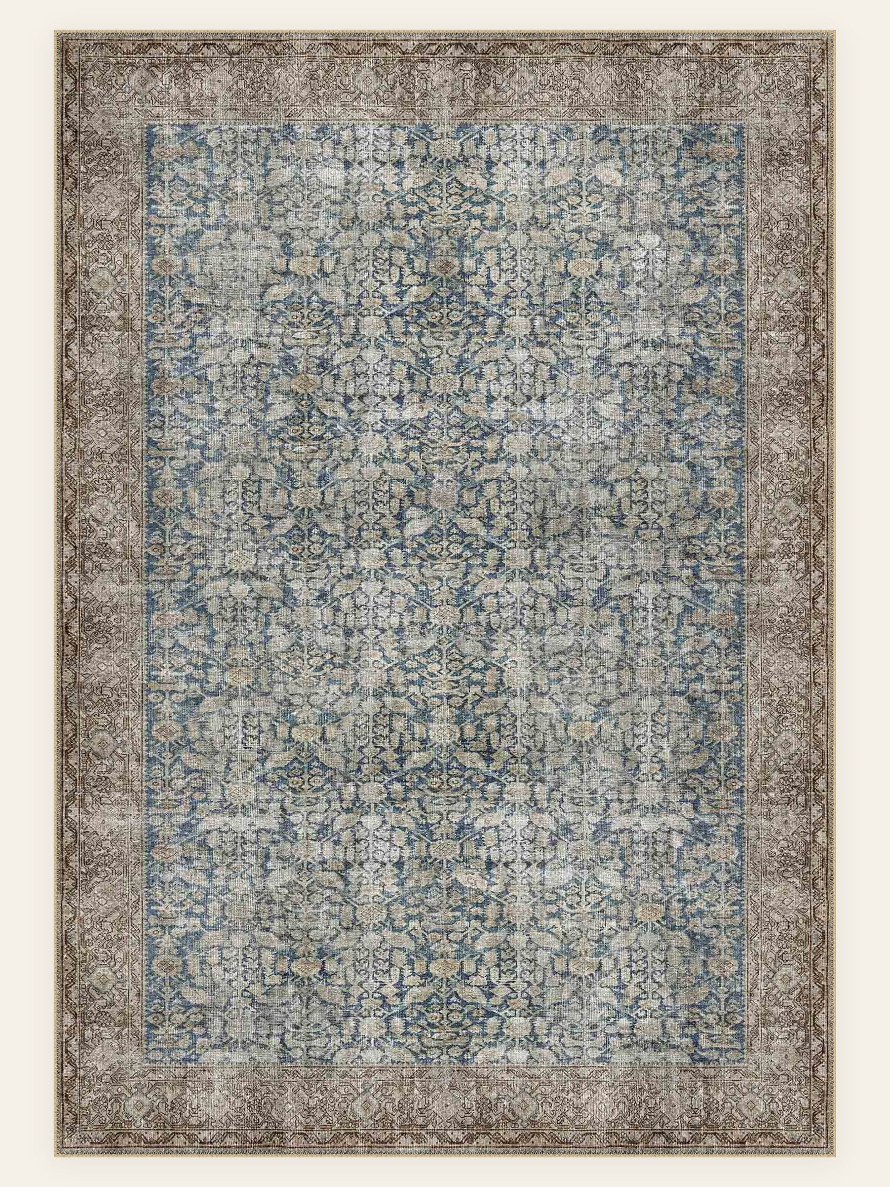 Slate Garden washable rug, rectangle shape, top view