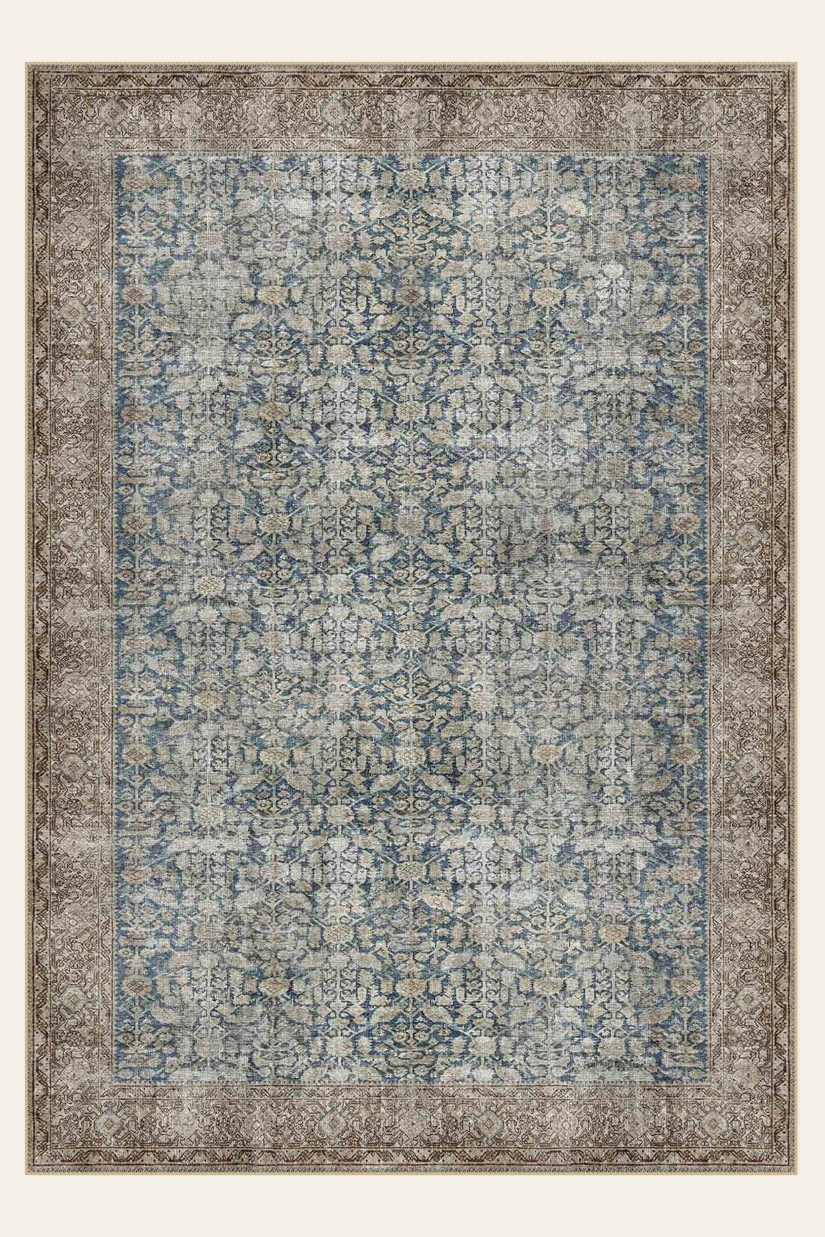Slate Garden washable rug, rectangle shape, top view