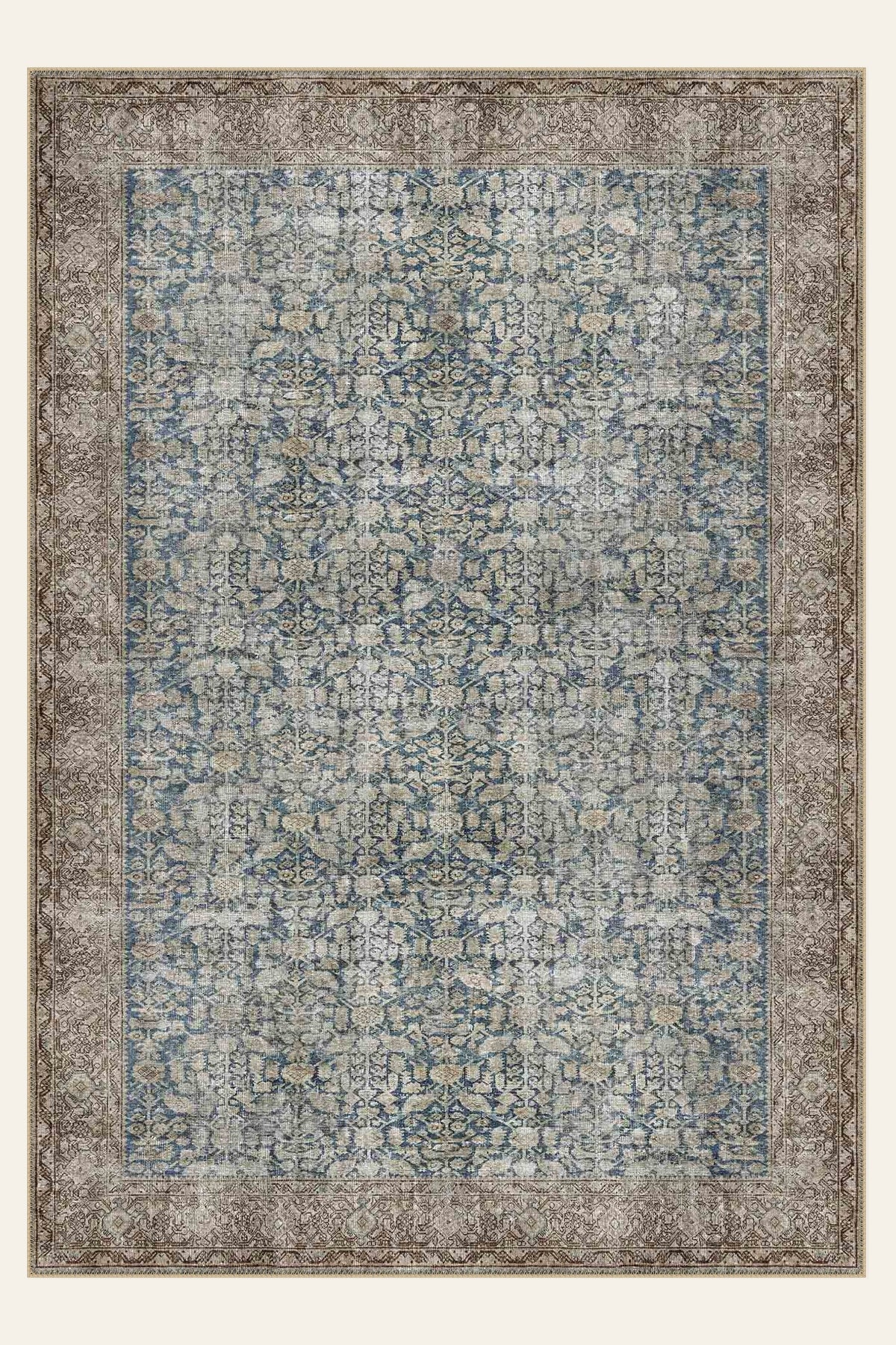 Slate Garden washable rug, rectangle shape, top view
