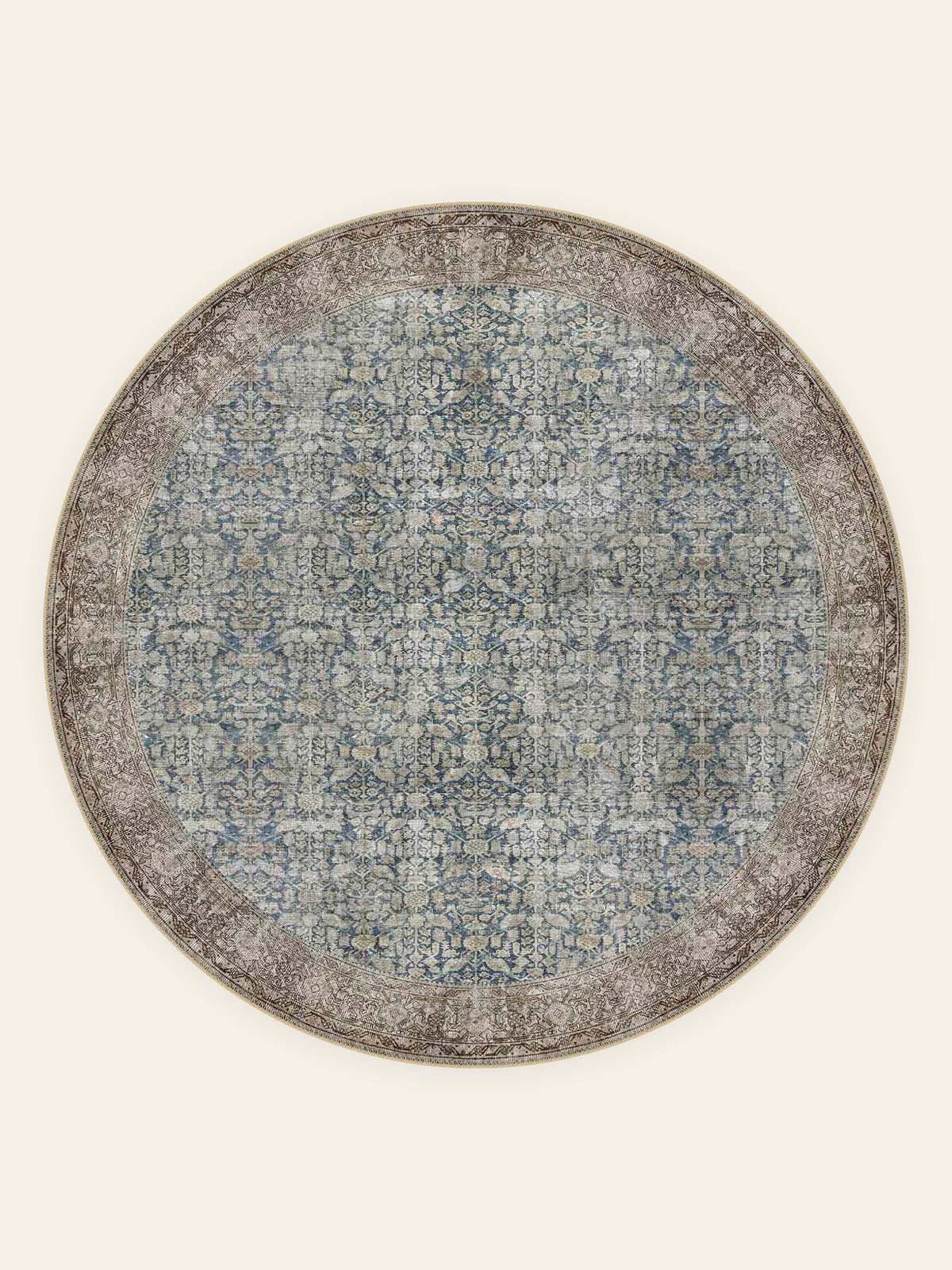 Slate Garden washable rug, round shape, top view