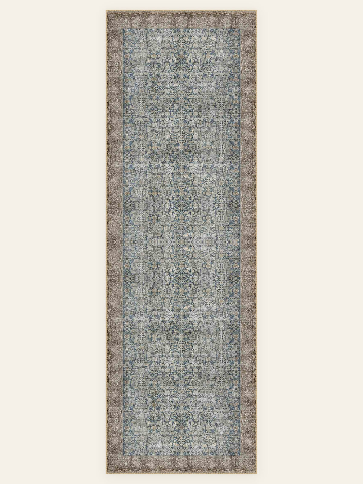 Slate Garden washable rug, runner shape, top view
