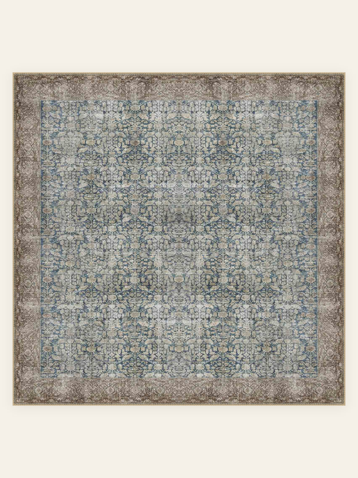 Tapis lavable Slate Garden, forme carrée, vu de dessus