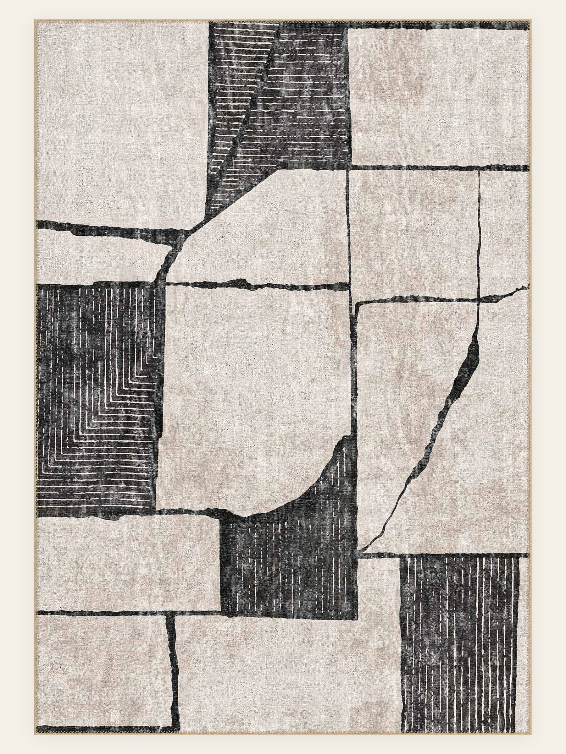 Modernist Blocks washable rug, rectangle shape, top view