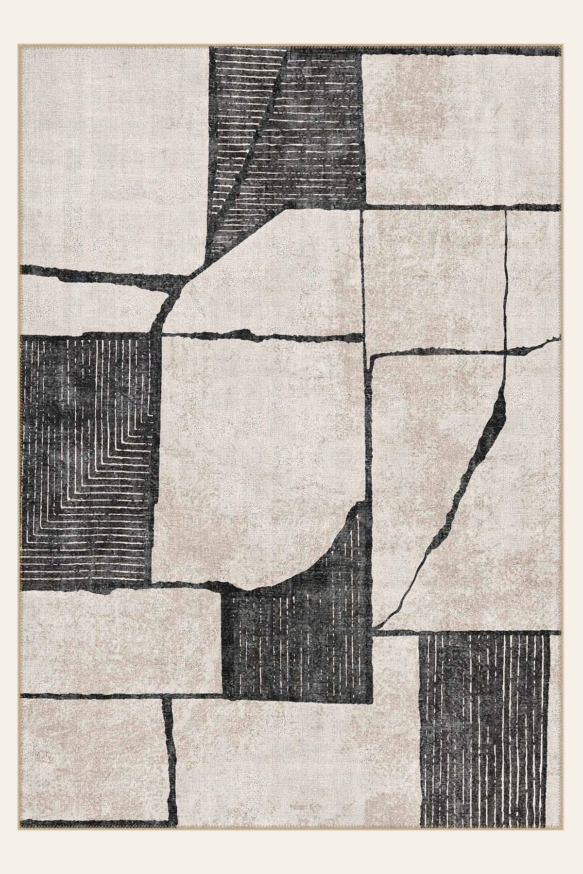 Modernist Blocks washable rug, rectangle shape, top view