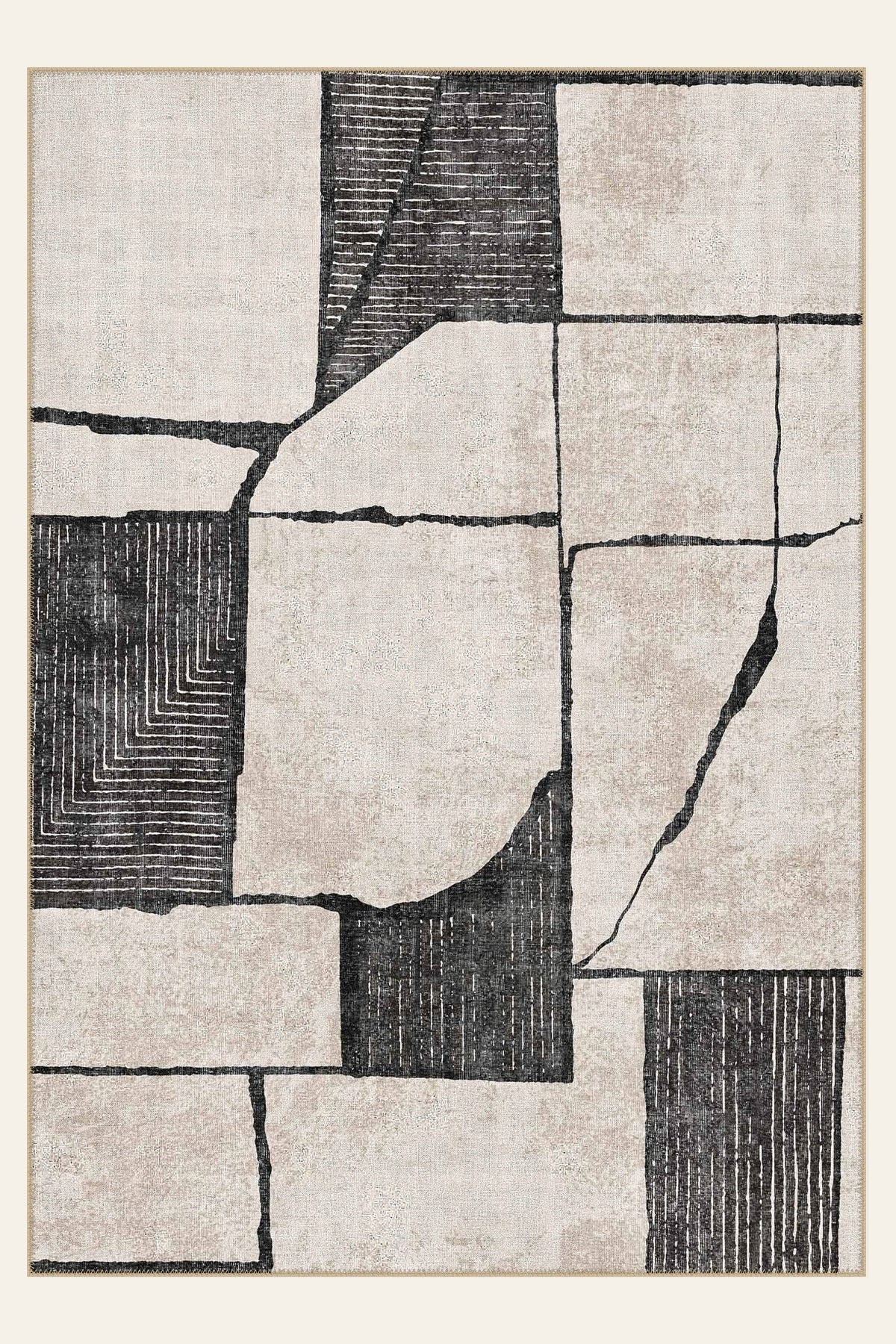 Modernist Blocks washable rug, rectangle shape, top view