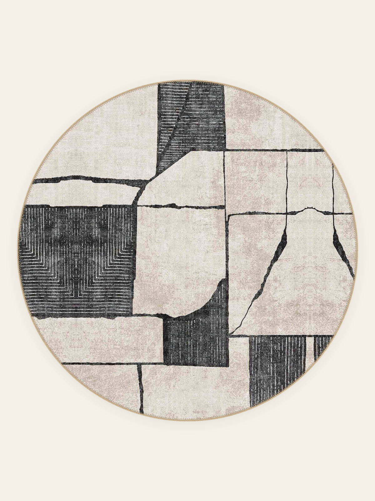 Modernist Blocks washable rug, round shape, top view