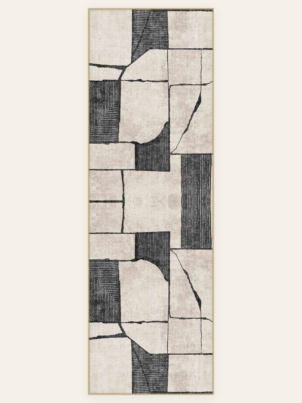 Modernist Blocks washable rug, runner shape, top view