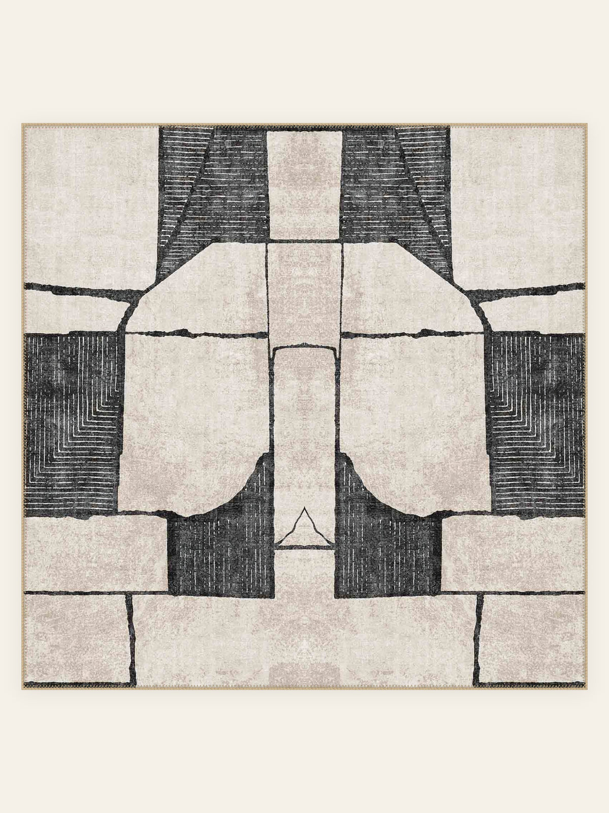 Tapis lavable Modernist Blocks, forme carrée, vu de dessus