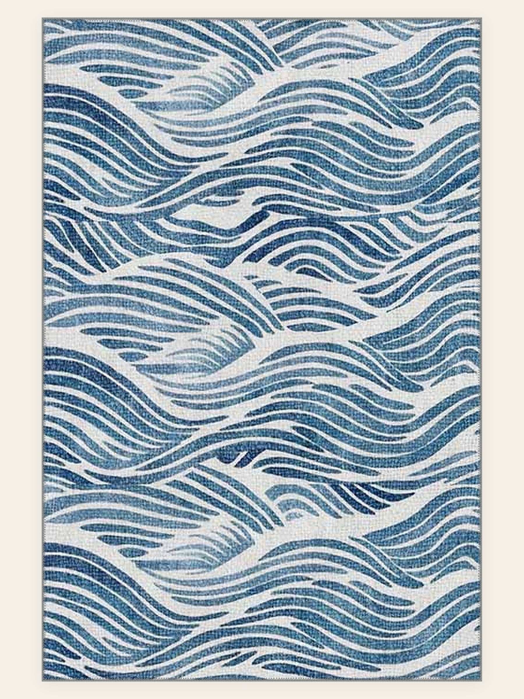 Pacific Waves washable rug, rectangle shape, top view