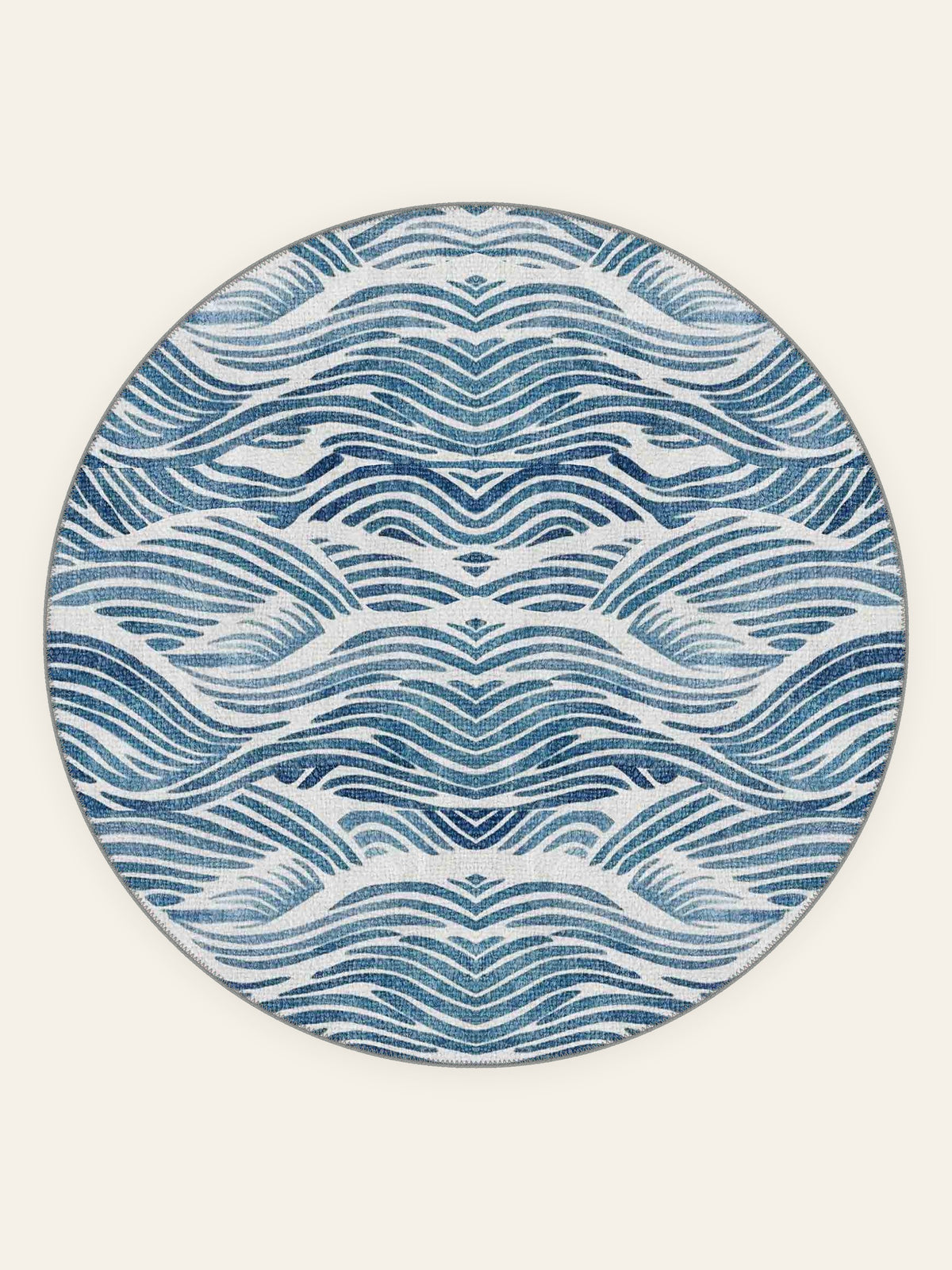 Pacific Waves washable rug, round shape, top view