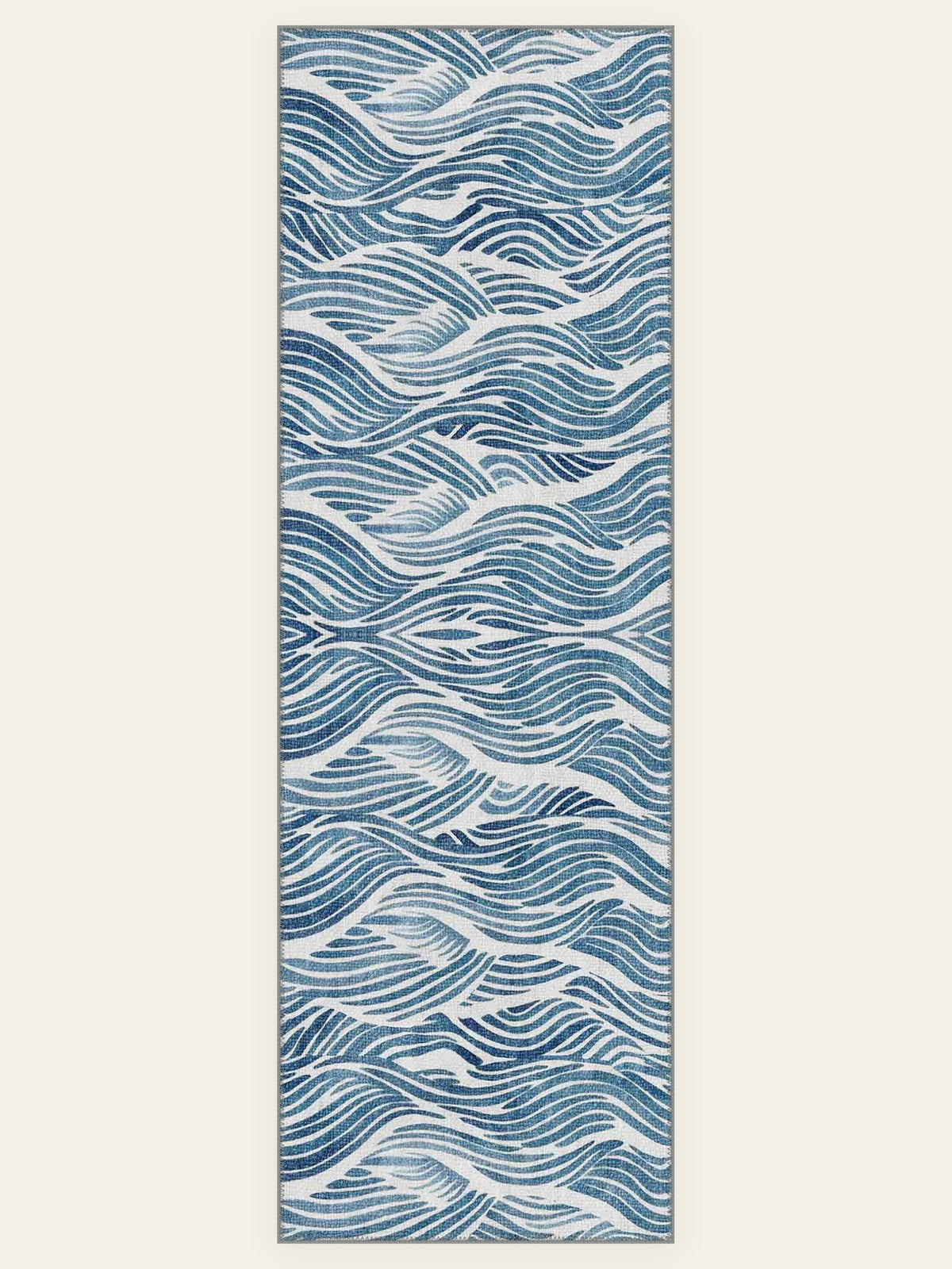 Pacific Waves washable rug, runner shape, top view