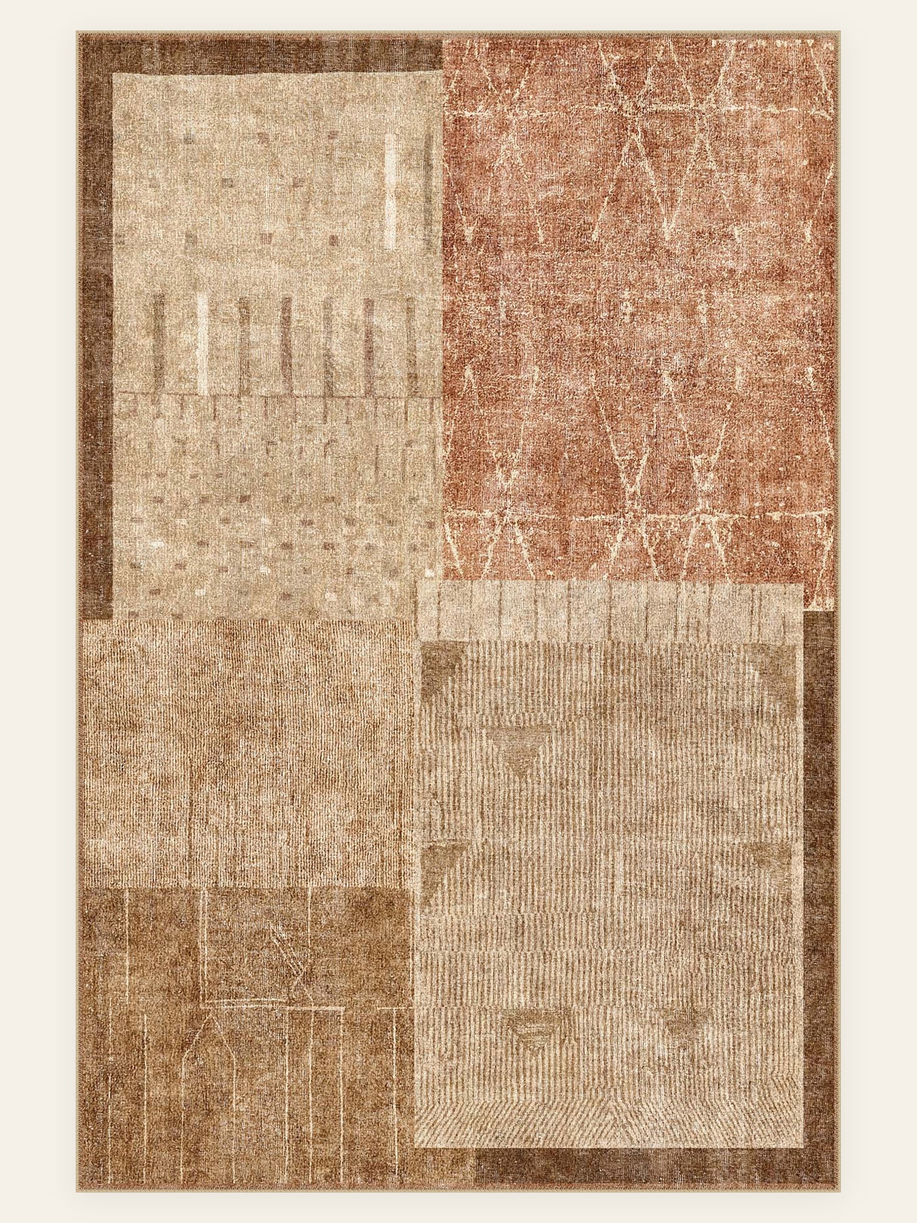 Gabbeh Trail washable rug, rectangle shape, top view