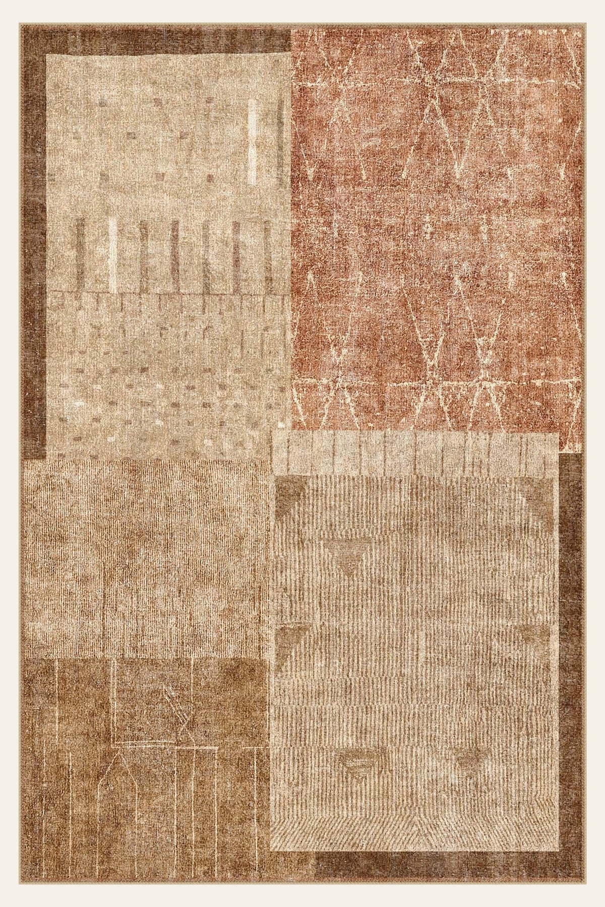Gabbeh Trail washable rug, rectangle shape, top view
