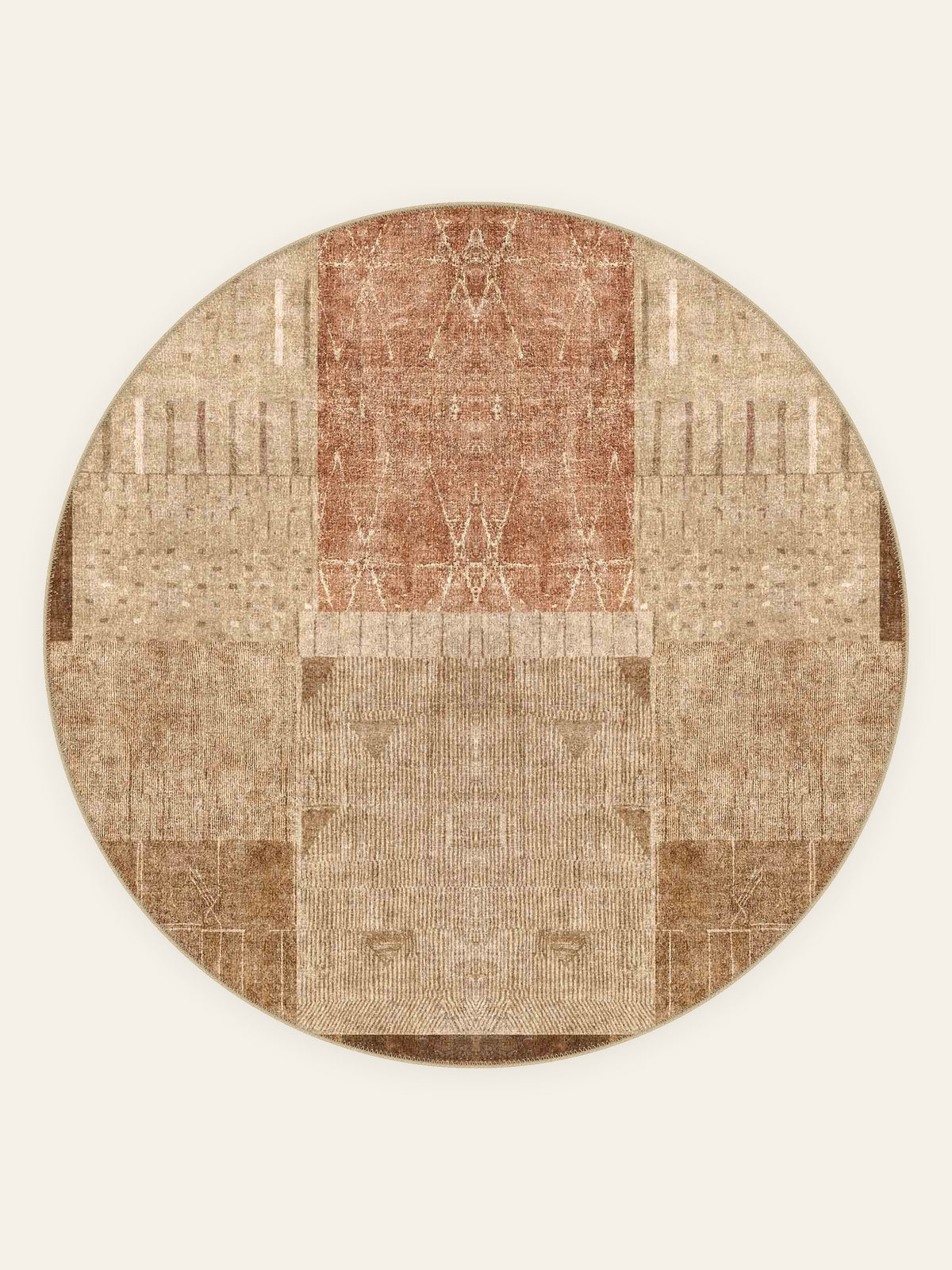 Gabbeh Trail washable rug, round shape, top view