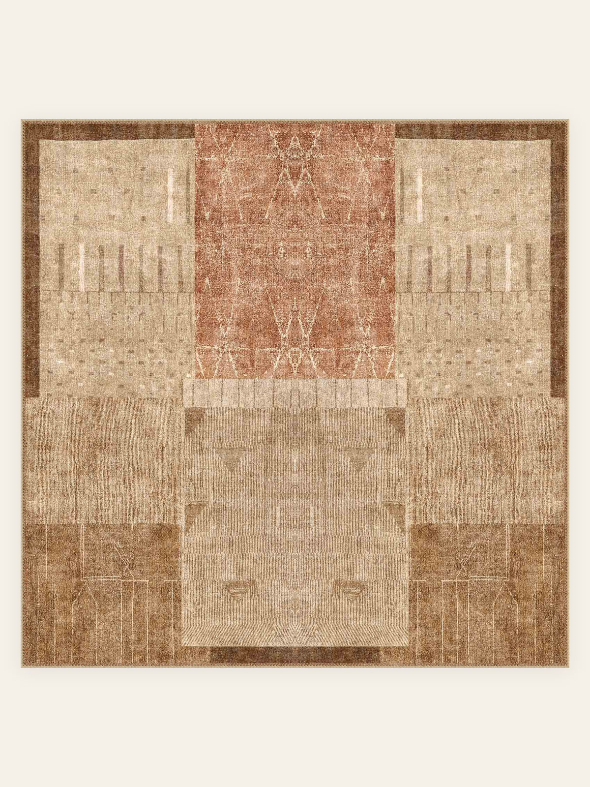 Gabbeh Trail washable rug, square shape, top view