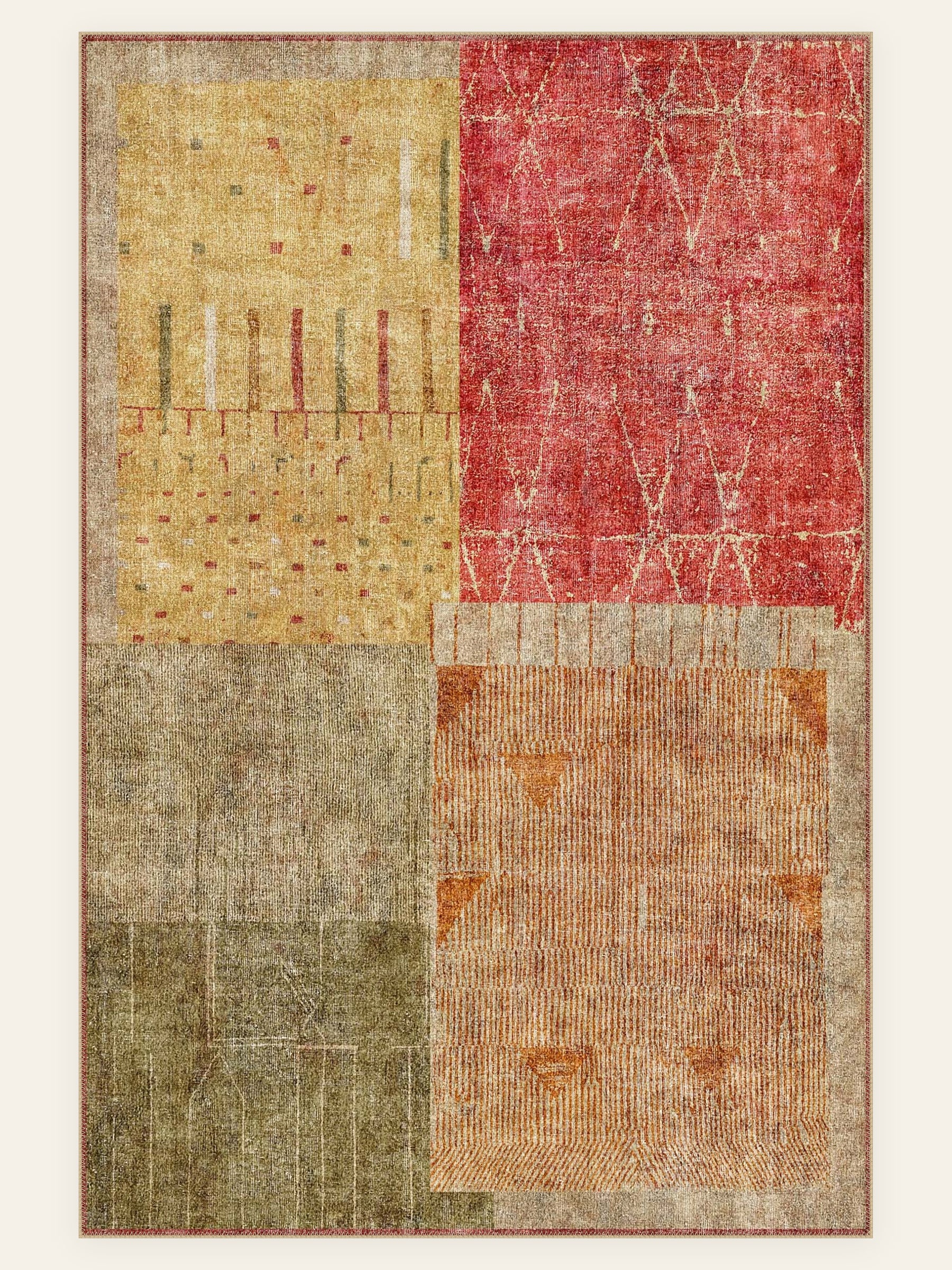 Gabbeh Harvest washable rug, rectangle shape, top view