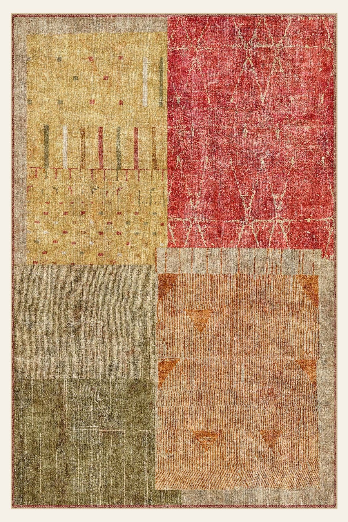 Gabbeh Harvest washable rug, rectangle shape, top view