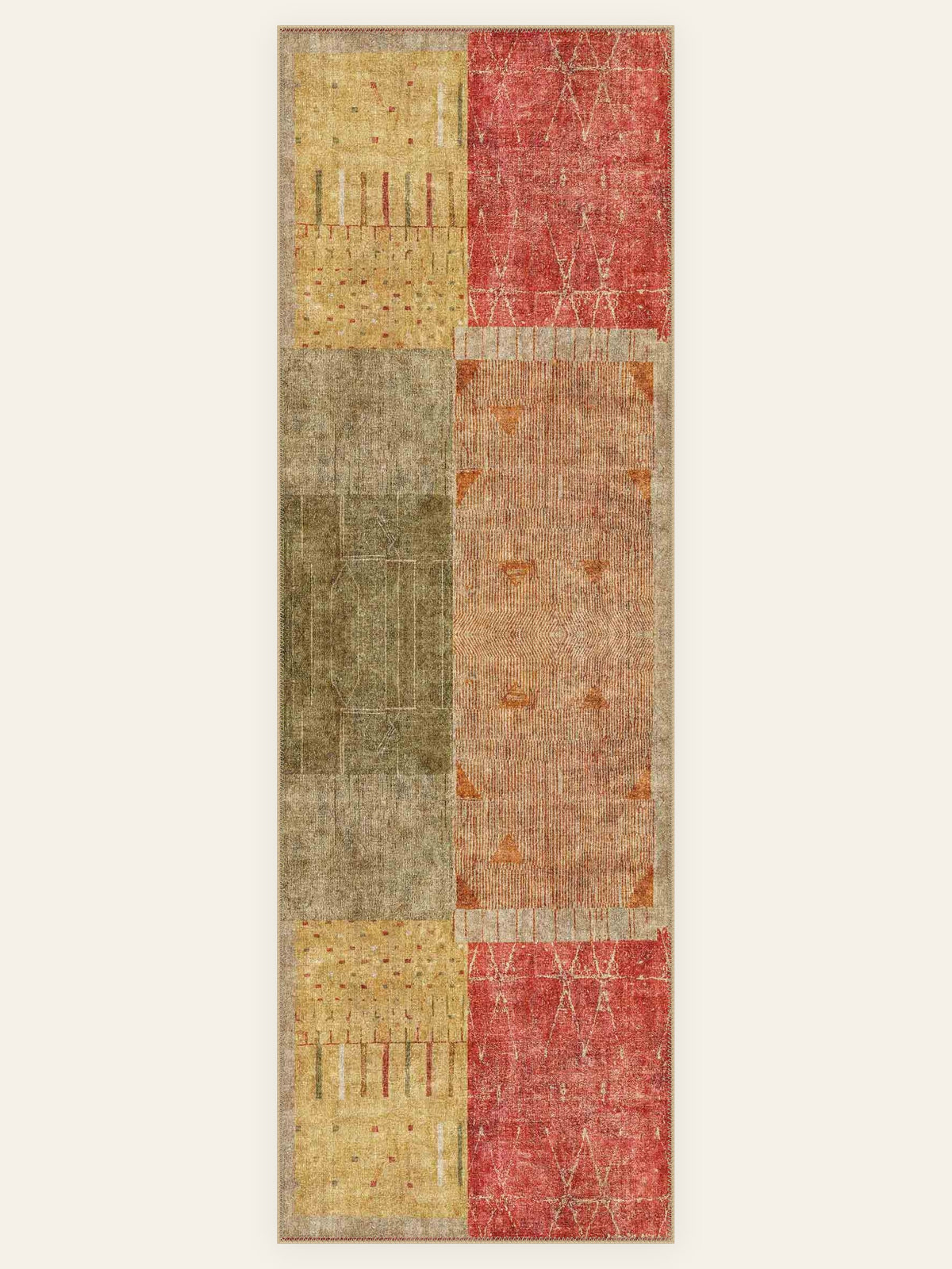 Gabbeh Harvest washable rug, runner shape, top view