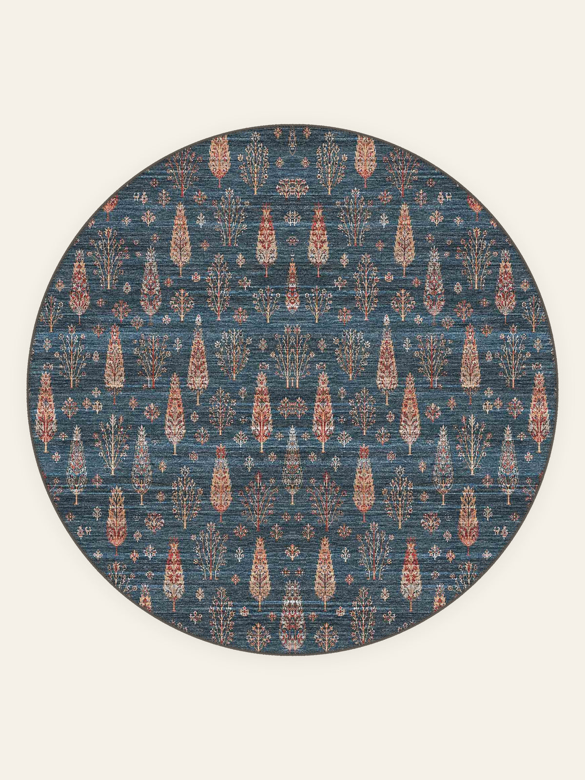 Cypress Night washable rug, round shape, top view