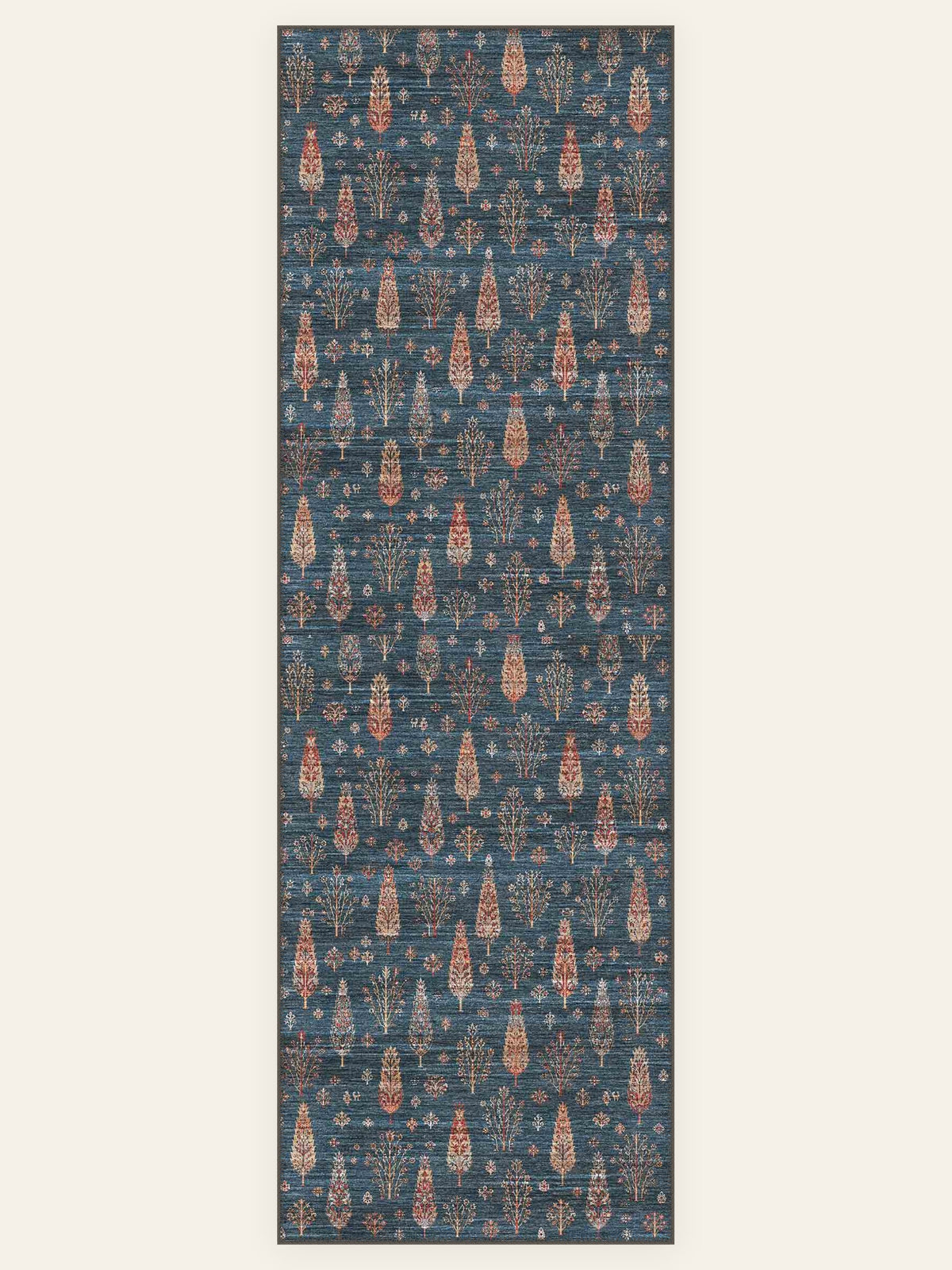 Cypress Night washable rug, runner shape, top view