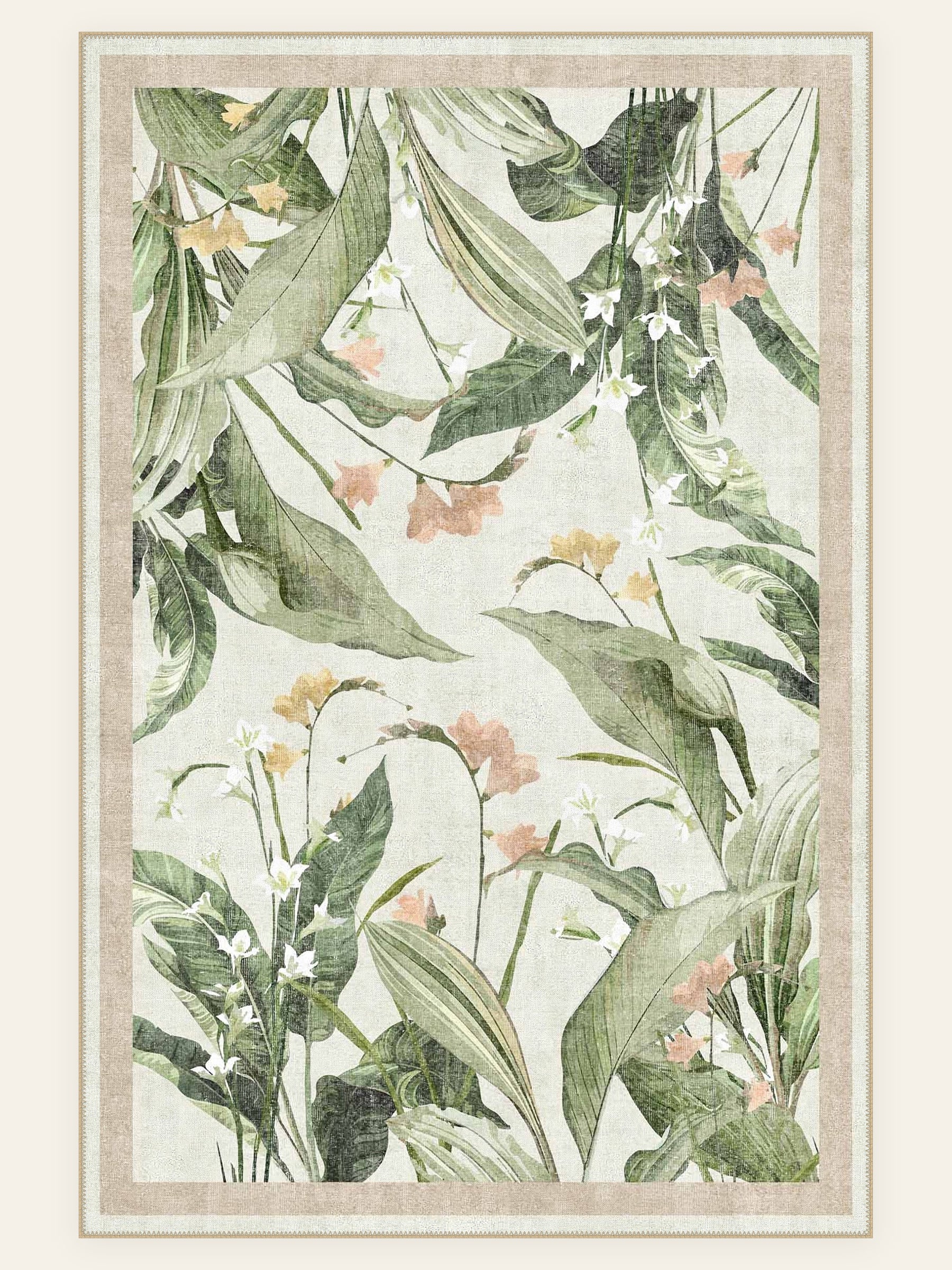 Orchid Grove washable rug, rectangle shape, top view