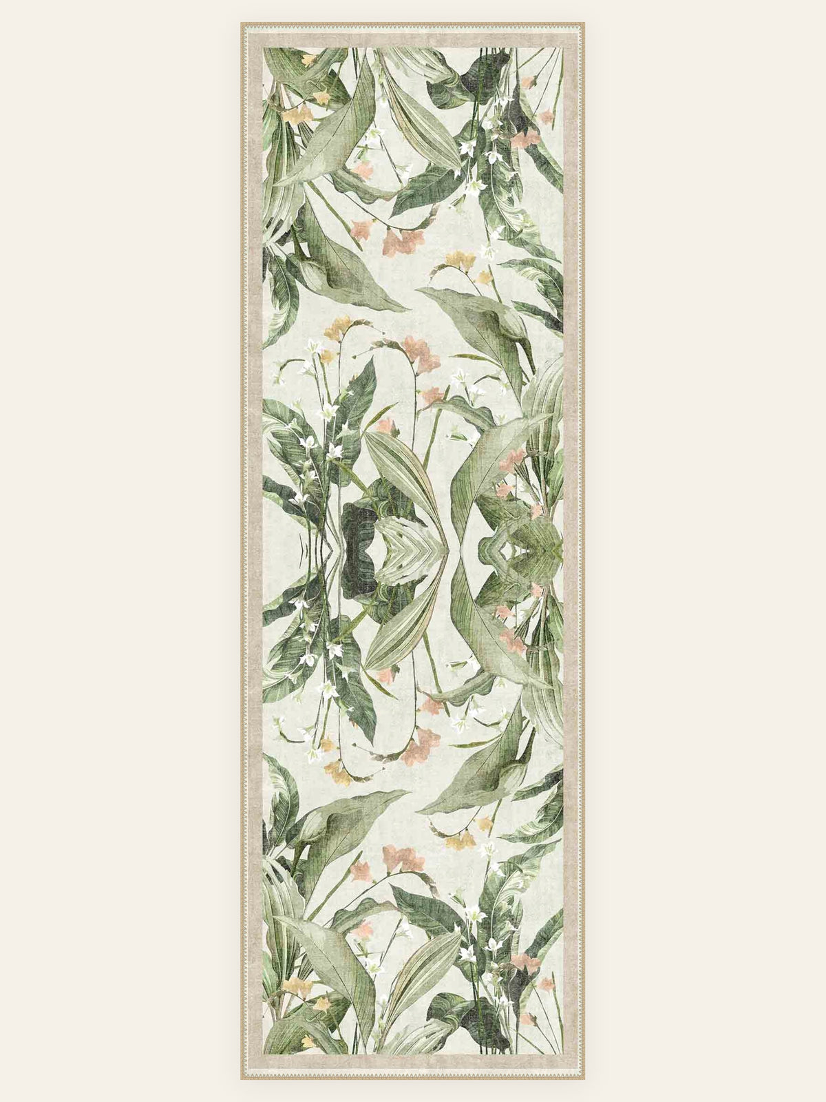 Orchid Grove washable rug, runner shape, top view