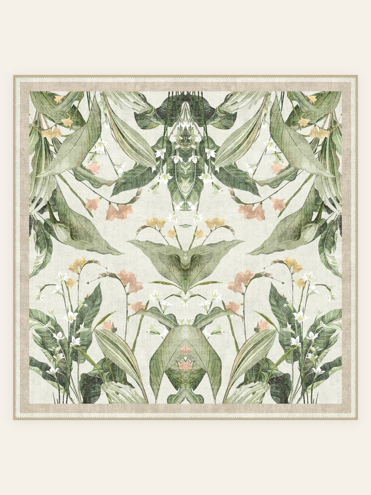Tapis lavable Orchid Grove, forme carrée, vu de dessus