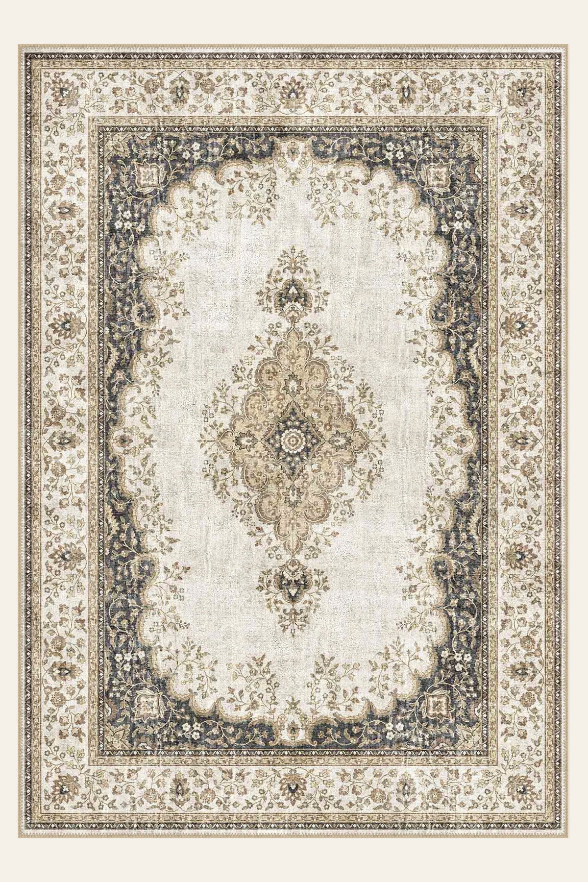 Kerman Pearl washable rug, rectangle shape, top view
