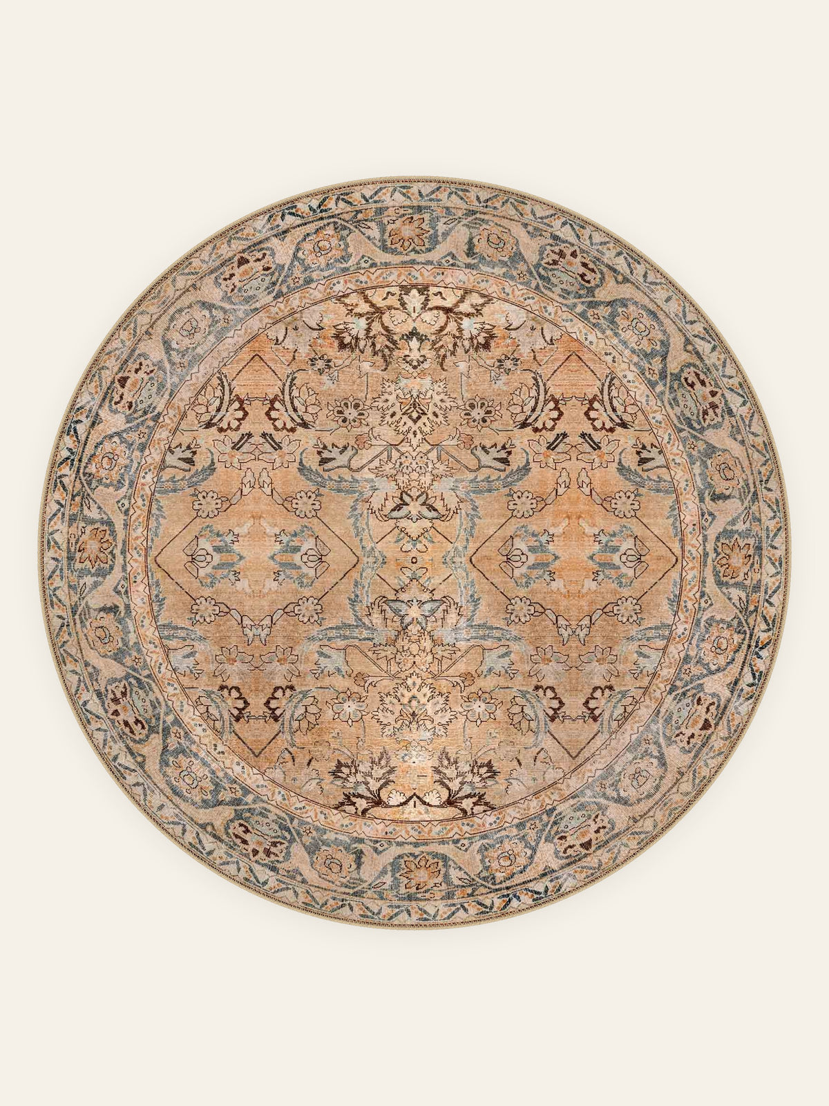 Amber Antique washable rug, round shape, top view