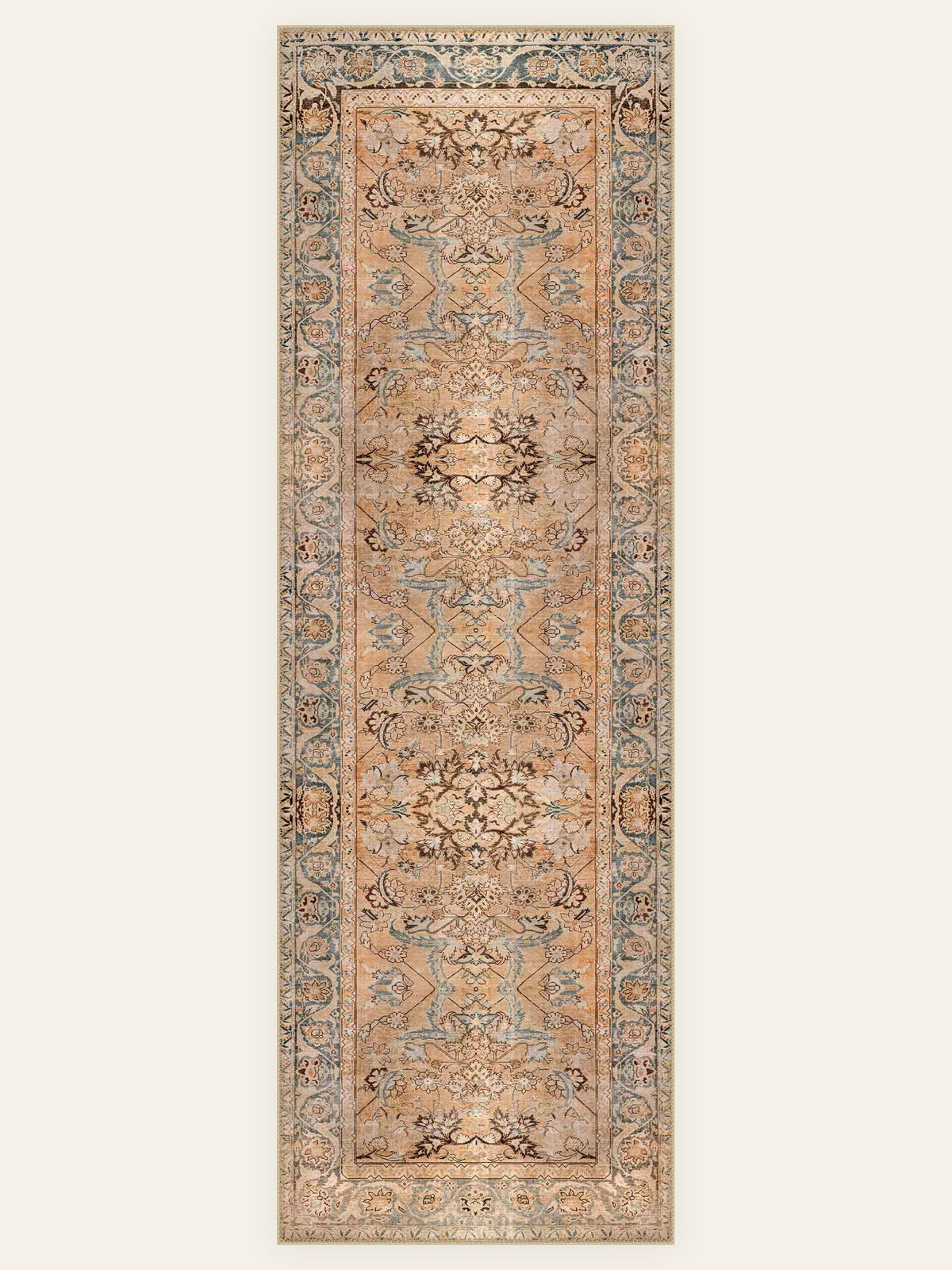 Amber Antique washable rug, runner shape, top view