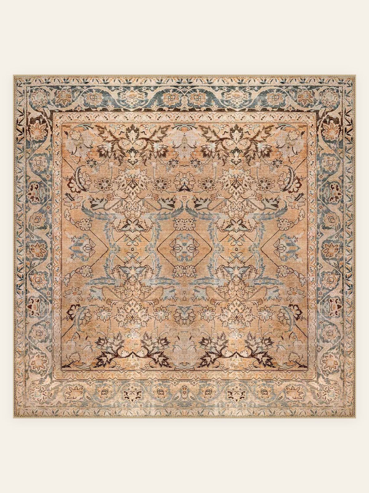 Tapis lavable Amber Antique, forme carrée, vu de dessus