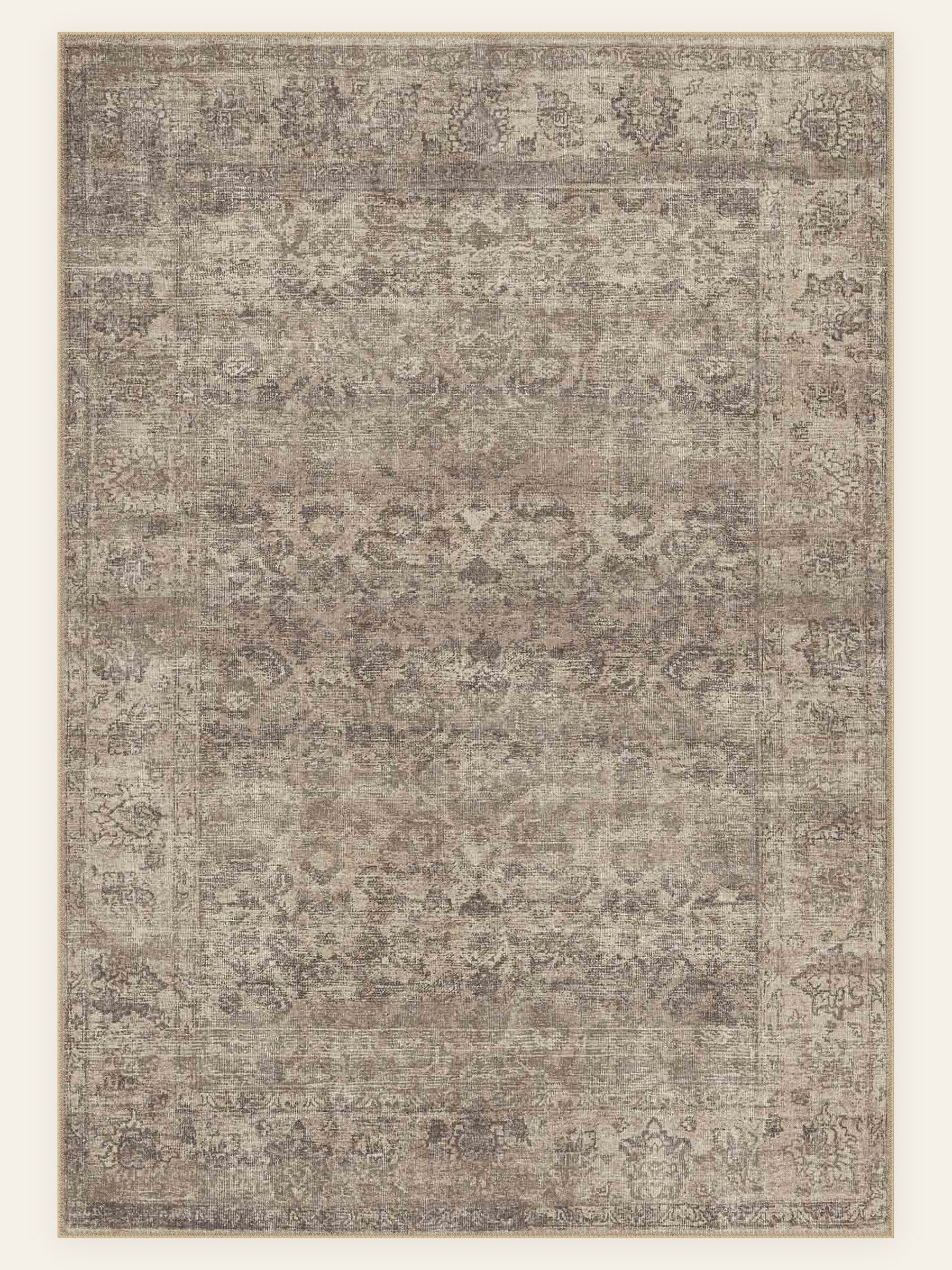 Mocha Fade washable rug, rectangle shape, top view
