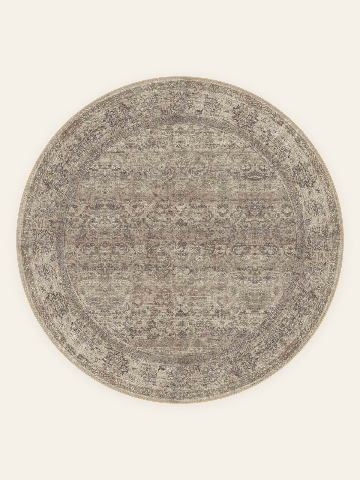 Mocha Fade washable rug, round shape, top view