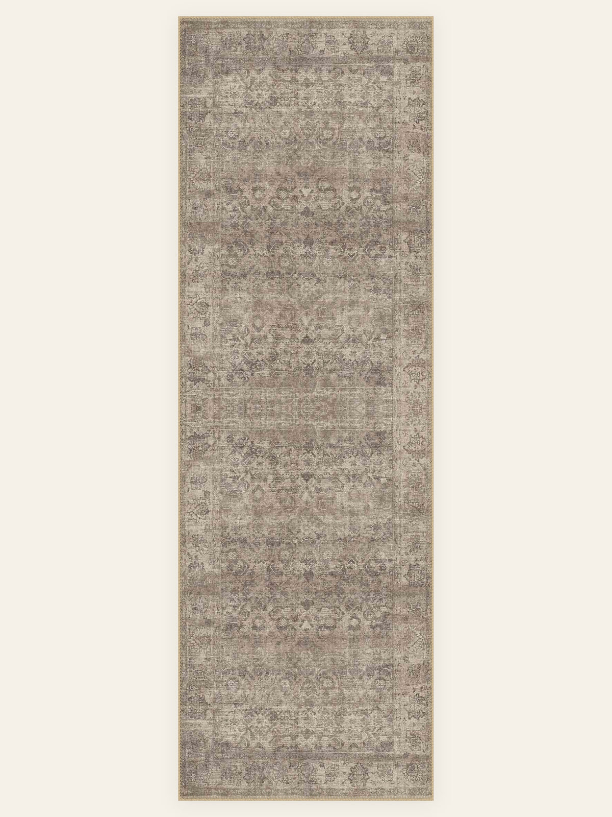 Mocha Fade washable rug, runner shape, top view