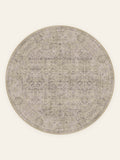 Taupe Medallion washable rug, round shape, top view