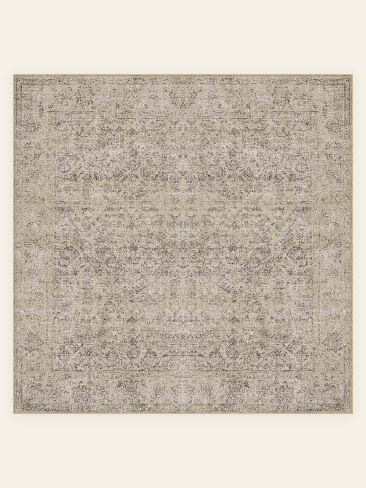 Tapis lavable Taupe Medallion, forme carrée, vu de dessus