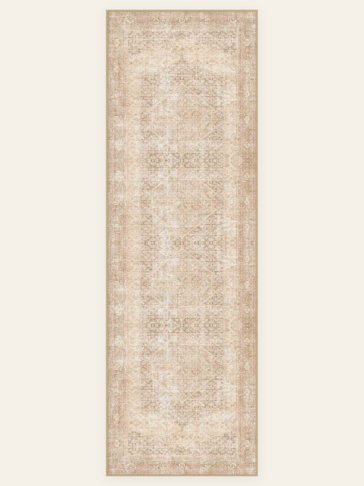 Blush Antique washable rug, runner shape, top view