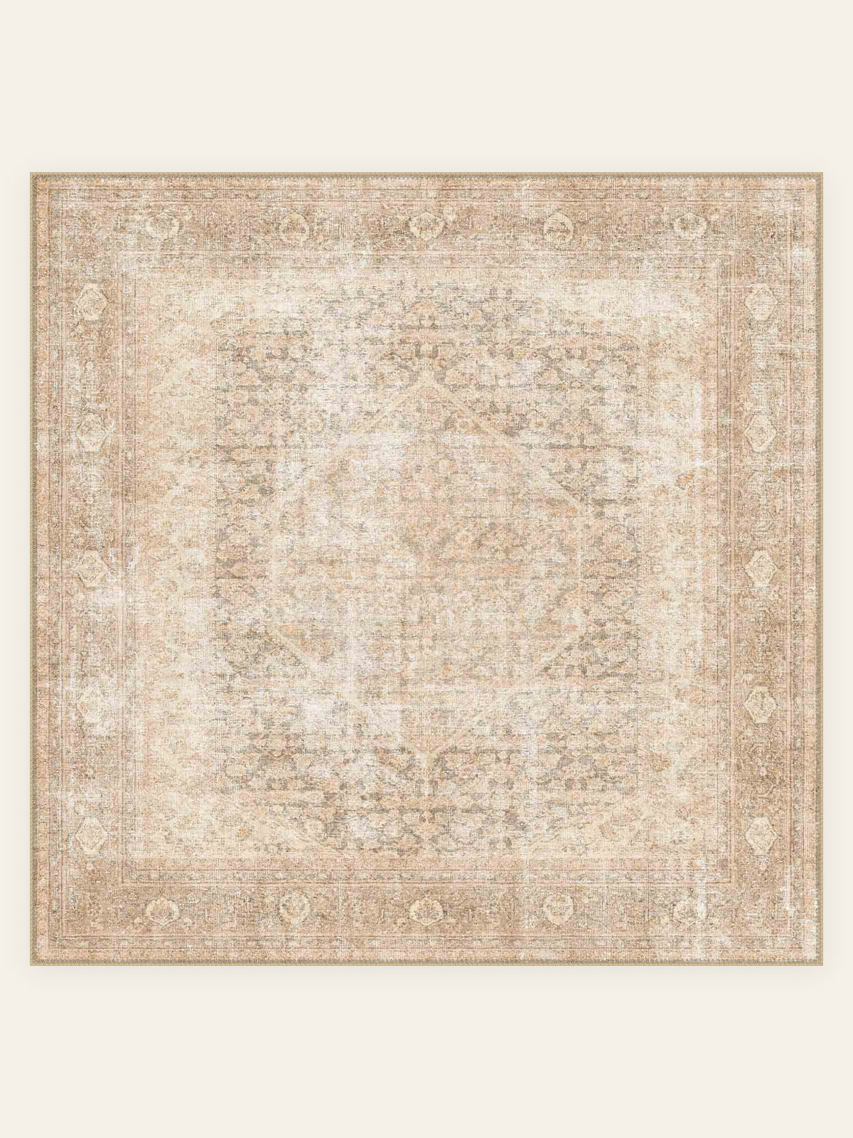 Blush Antique washable rug, square shape, top view