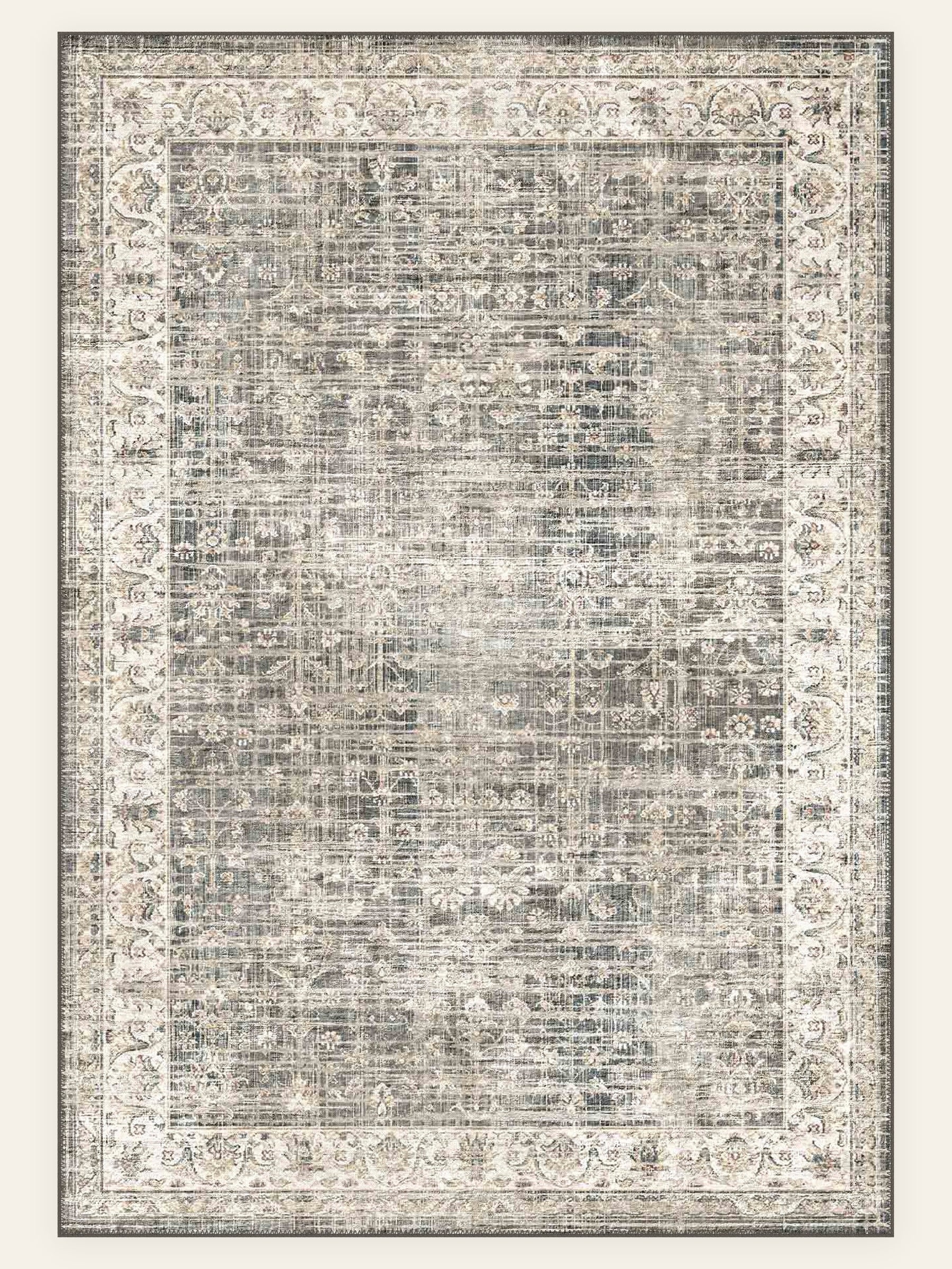 Silver Relic washable rug, rectangle shape, top view
