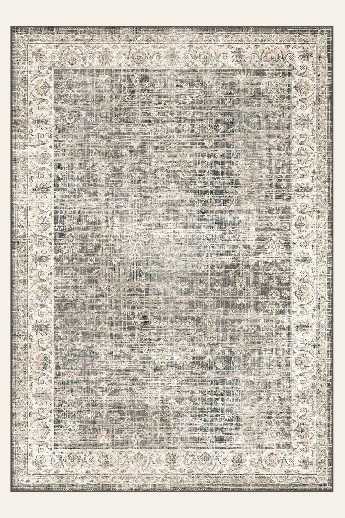 Silver Relic washable rug, rectangle shape, top view