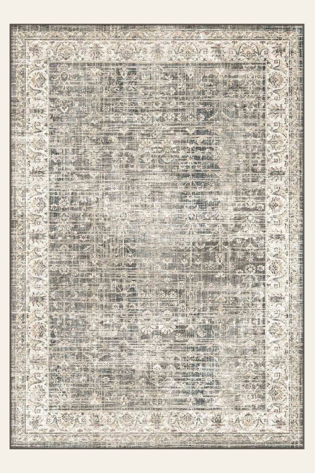 Silver Relic washable rug, rectangle shape, top view