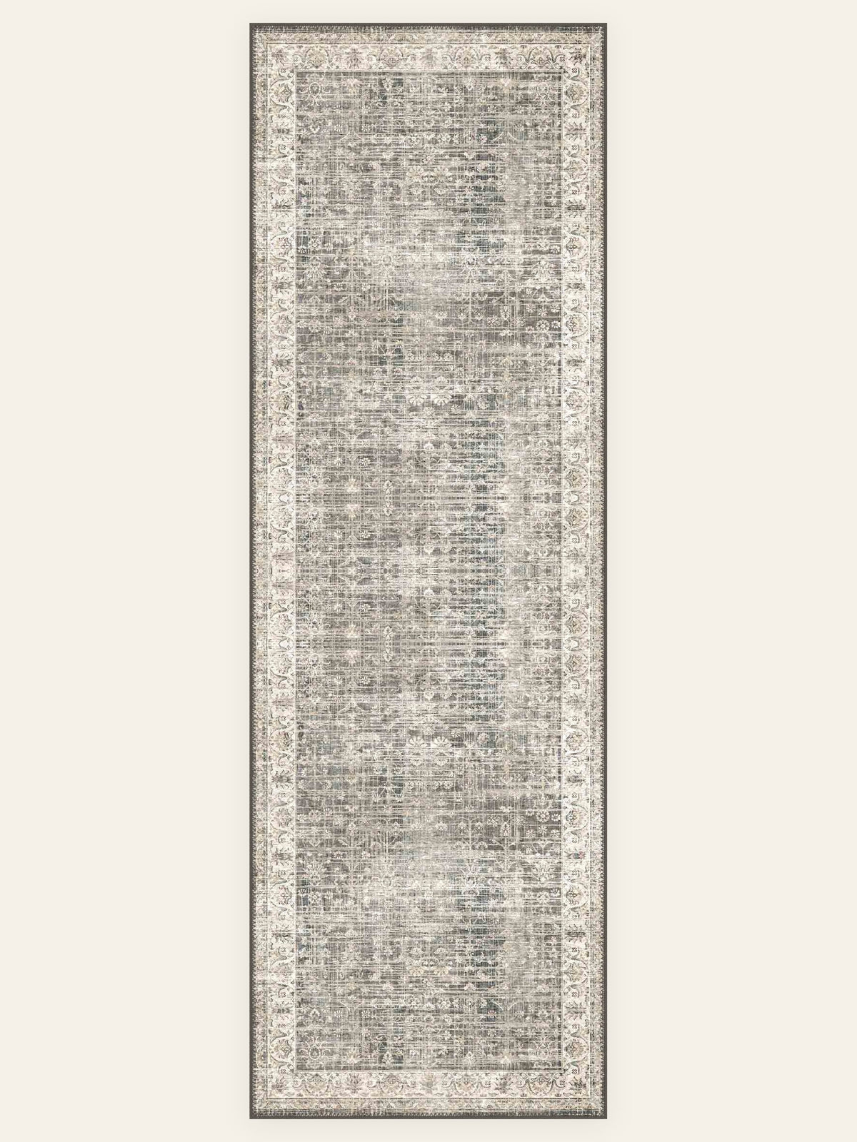 Silver Relic washable rug, runner shape, top view